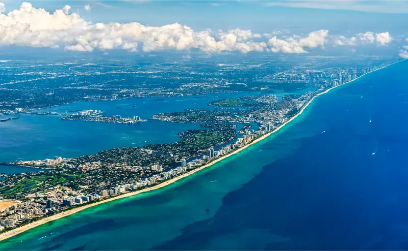 Aerial Bird Eye Miami Beach Atlantic Coast Florida