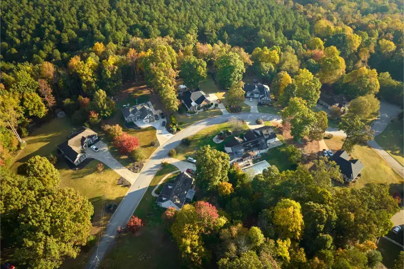 Aerial Classical American Homes South Carolina Residential New Family Houses As Example Real Summer Development Usa