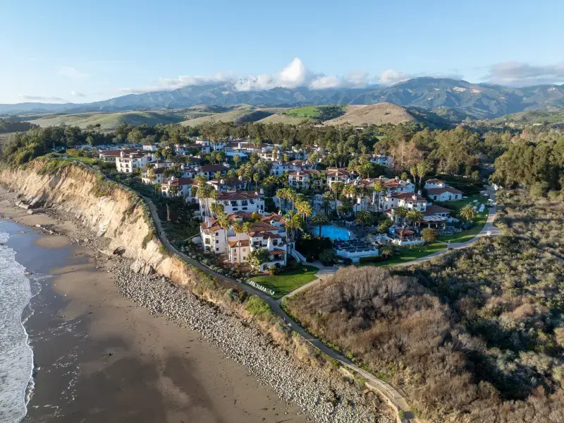 Aerial Cliff Beach Ocean Santa Barbara California