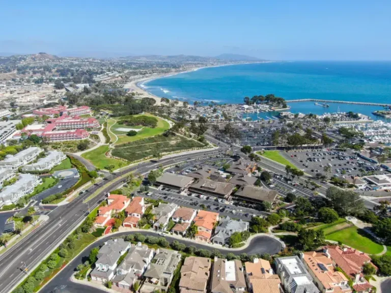 Aerial Dana Point Harbor Town Beach Southern Orange County California
