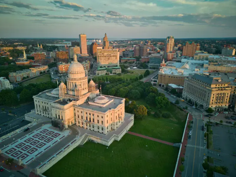 Aerial Downtown Providence Rhode Island Ri Usa