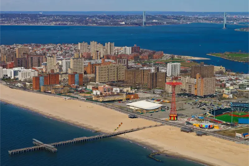 Aerial Helicopter Brighton Beach New York City Neighborhood New York City Borough Brooklyn