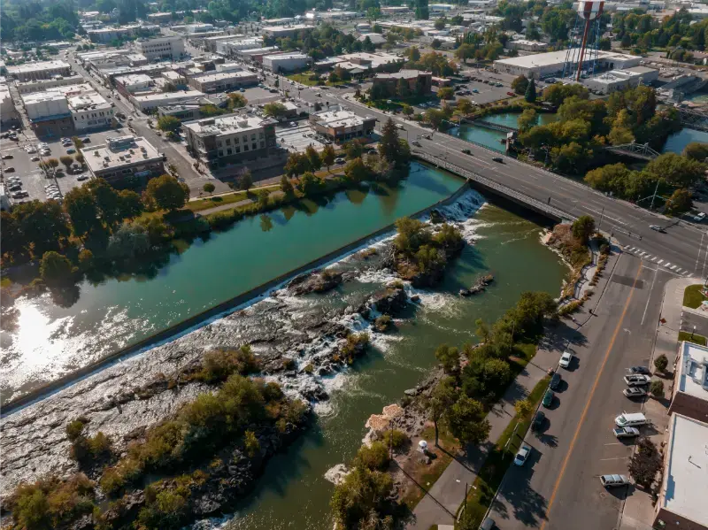 Aerial Water Fall That City Idaho Falls Id Named After