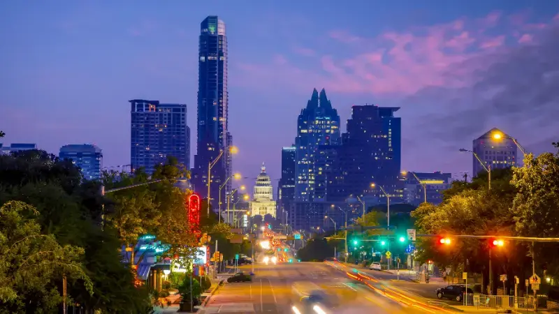 Austin City Downtown Skyline Cityscape Texas Sunset