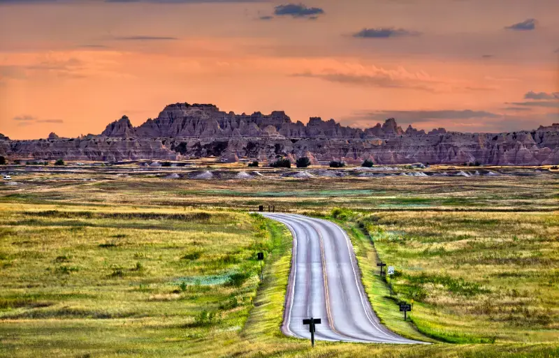 Badlands National Park Landscape Stands South Dakota Features Winding Loop