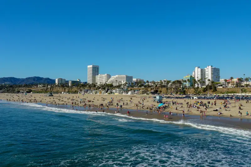 Beach Santa Monica And Pacific Ocean Los Angeles California