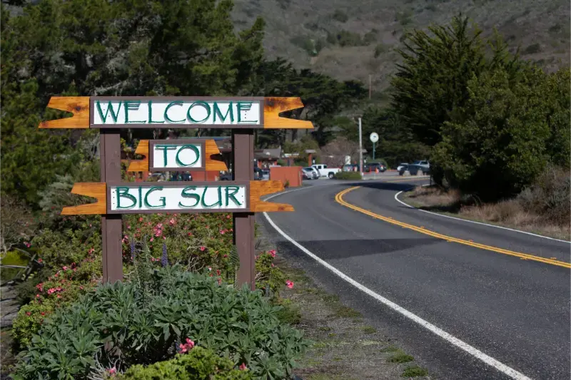 Big Sur Sign Welcoming Visitors This Iconic Piece Road California USA