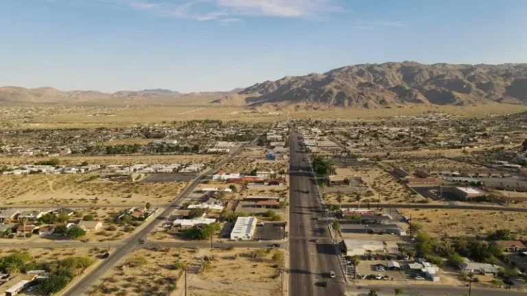California Desert Town And Mountains Aerial