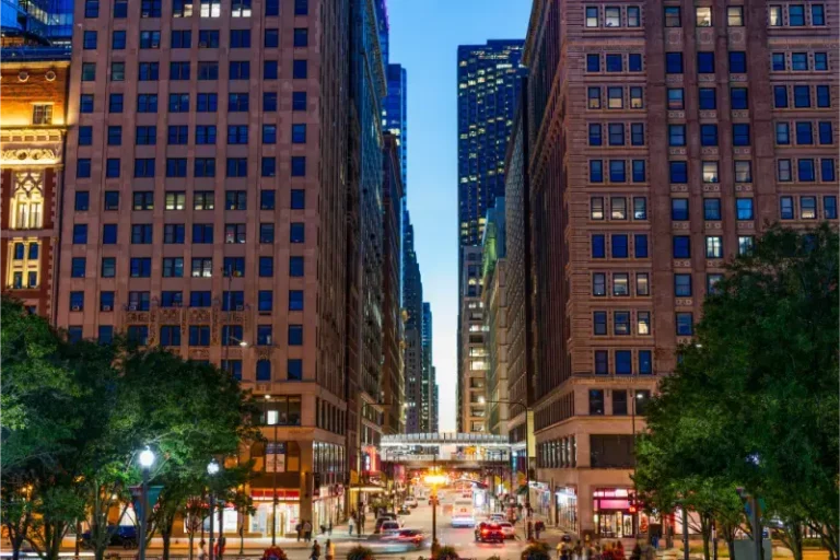Chicago Illinois Chicago Architecture Skyscraper City Night Illuminated Building Skyscraper Cityscape Night City