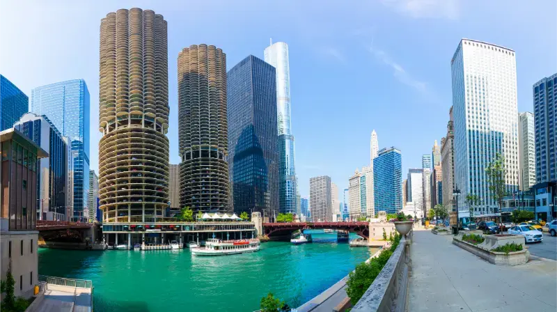 Chicago Illinois Marina City Called City Within City Included Hotel Apartments Shops Theater Etc