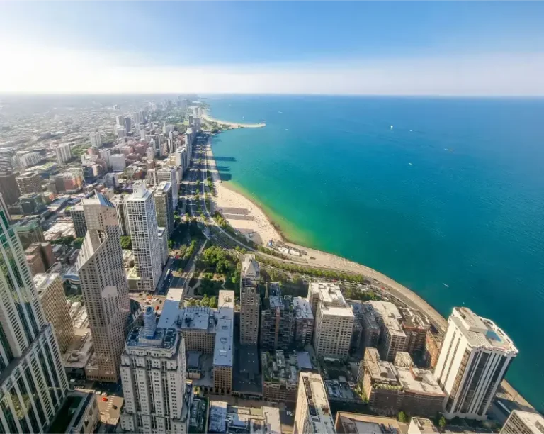 Chicago Lake Michigan Shoreline Aerial
