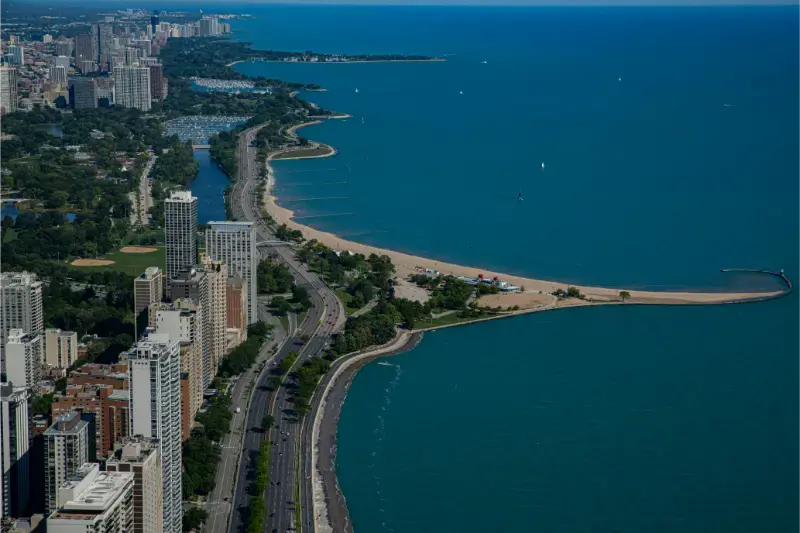 Chicago Lake Michigan Waterfront Aerial