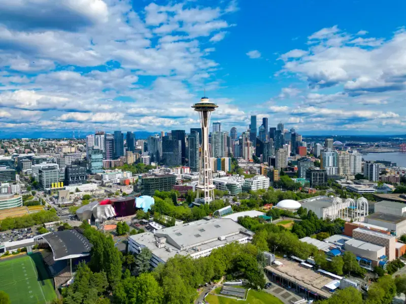 City Center Aerial Seattle Washington Usa