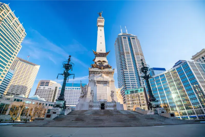 Downtown Indianapolis Skyline Blue Sky