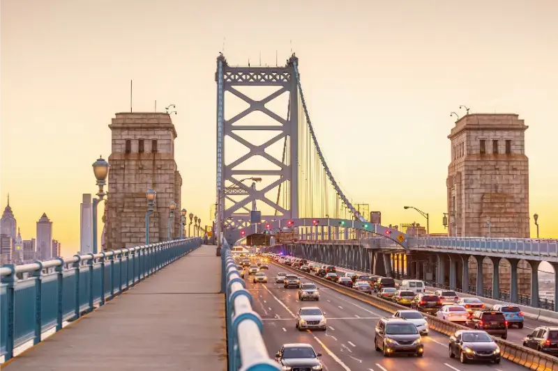 Downtown Philadelphia City Skyline Cityscape Pennsylvania Ben Franklin Bridge