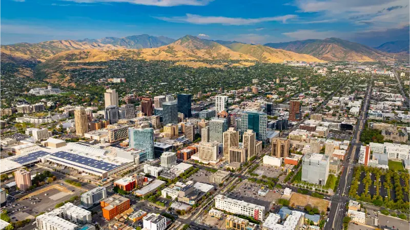 Downtown Salt Lake City Utah Green Residential Scattered Backdrop Foot Mountains