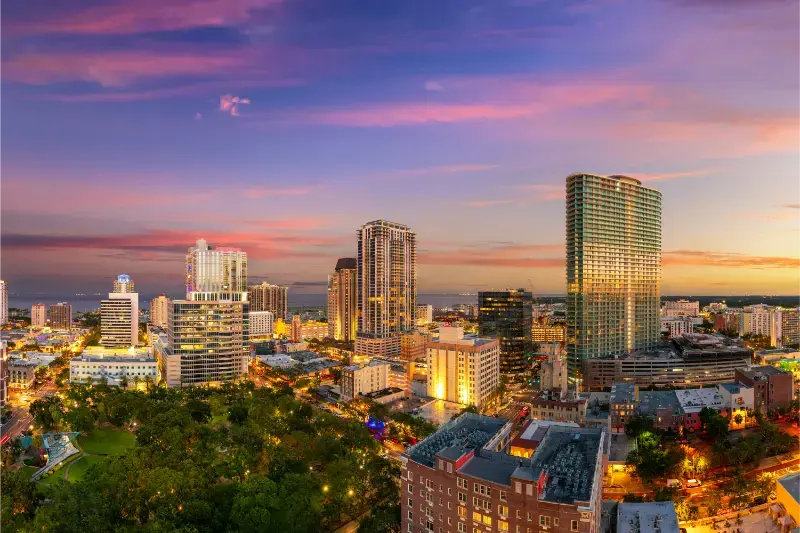 Downtown St Petersburg Florida USA Skyline Highrise Buildings Vibrant American City
