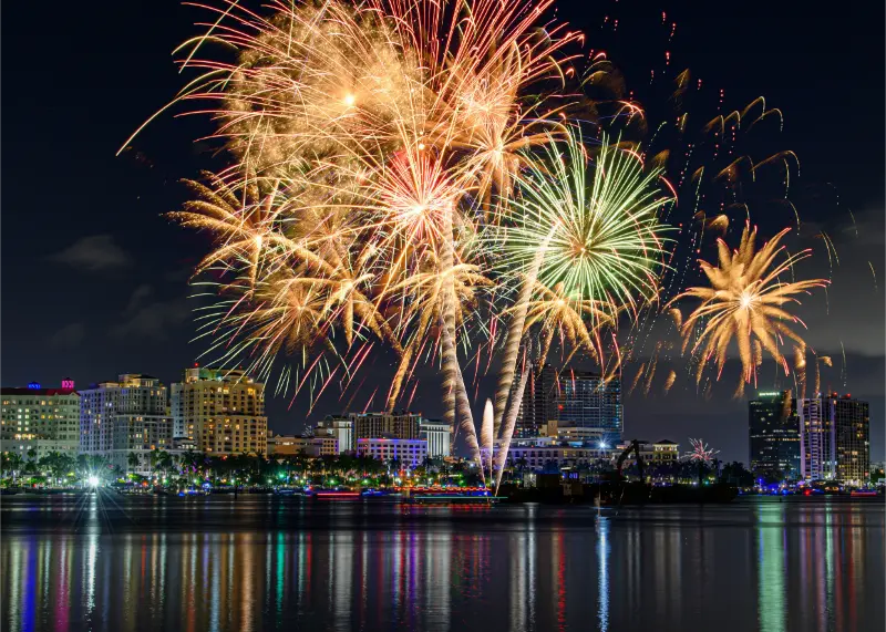 Fireworks Over Theme Park Lagoon Orlando