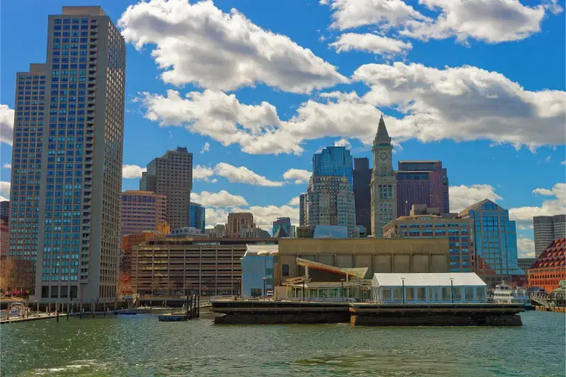 Harbor Skyline Financial District Boston One Oldest Cities Boston Founded 1630 By Puritan Immigrants Who Came