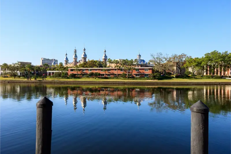Henry B Plant Museum Reflected Hillsborough River Tampa Florida