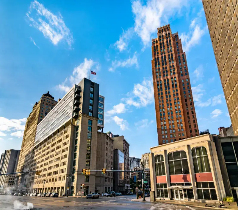 Historic Buildings Downtown Detroit Michigan