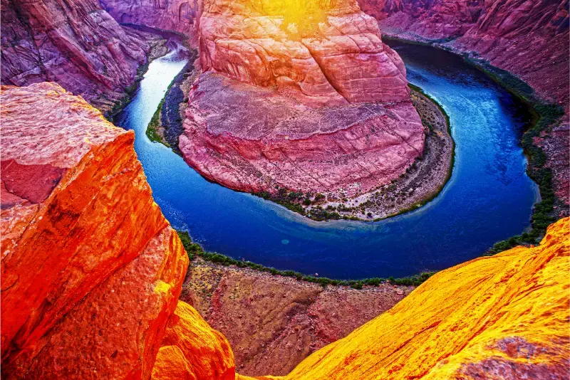 Horseshoe Bend Meander Shape Iron Horse River Colorado Near City Page Arizona USA Inside Glen Canyon National Recreation