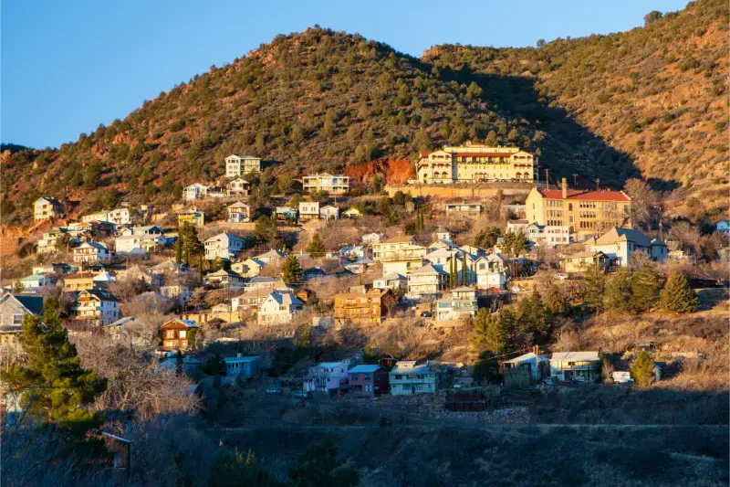 Jerome Town Nestled Hillside Winter S Morning Sun Arizona