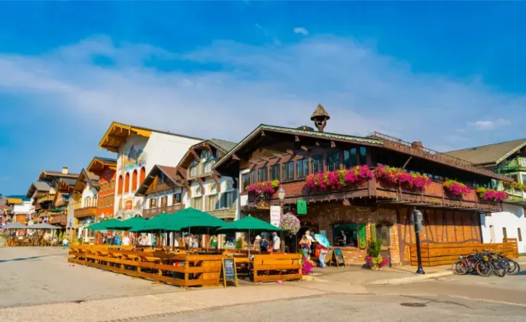 Leavenworth Washington Bavarian Building Old Town Bavarian Village Bavarian Village Leavenworth Washington Sidewalk