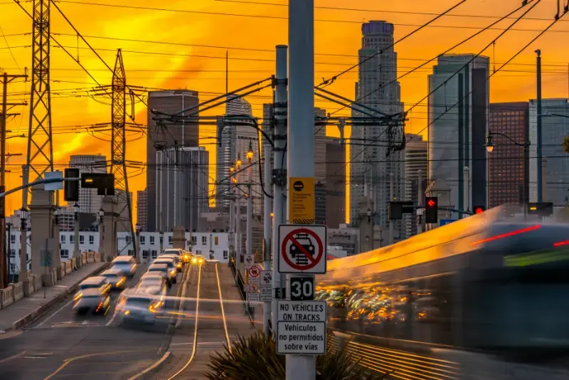Los Angeles Downtown Architecture And Traffic
