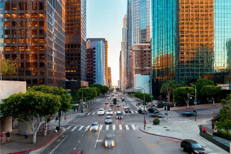 Los Angeles Skyscrapers And City Plaza
