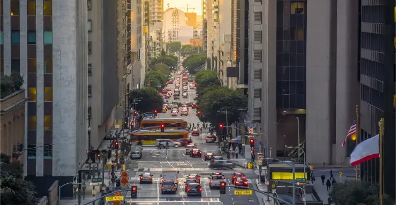 Manhattan Avenue With Yellow Taxis New York City