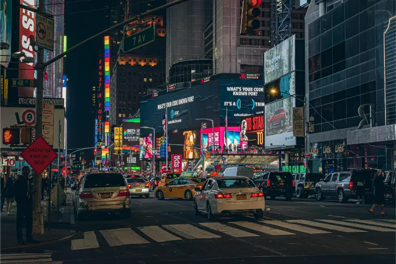 Manhattan Avenue With Yellow Taxis New York City