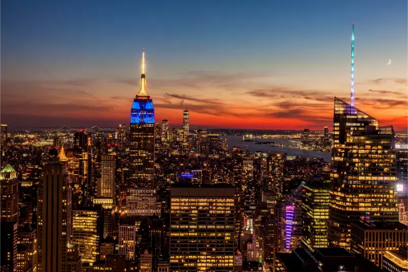 Manhattan Skyline From Above At Golden Hour