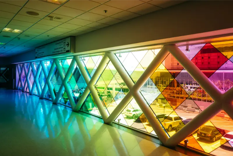 Miami Airport Terminal Colorful Glass Windows