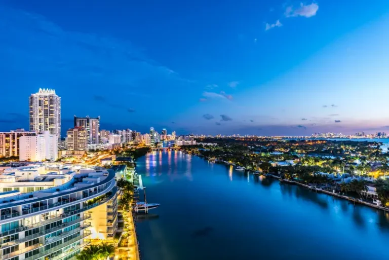 Miami Bay Waterfront Aerial Florida