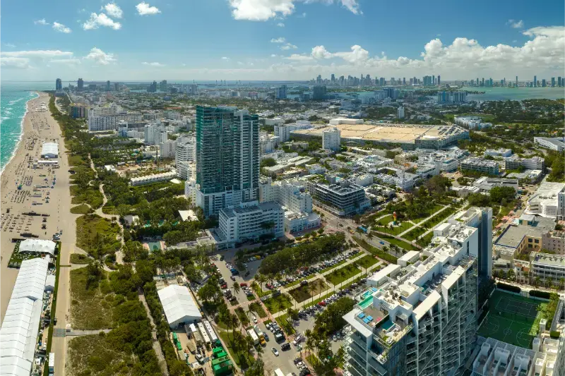 Miami Beach City American Southern Architecture South Beach Luxurious Hotels Apartment Buildings Southern Florida