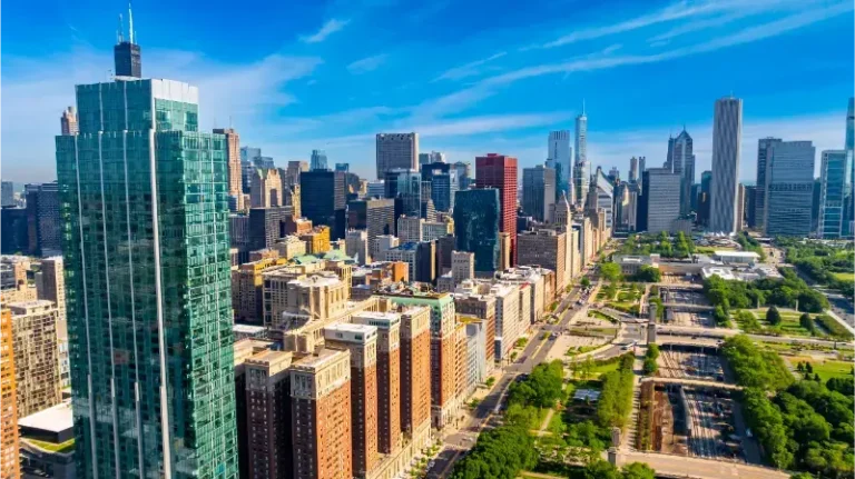 Millennium Park Lakefront Chicago Illinois Stunning Green Zone Combination Architecture Aerial Perspective