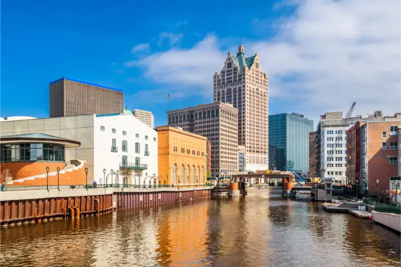Milwaukee Wisconsin Downtown Skyline Milwaukee River