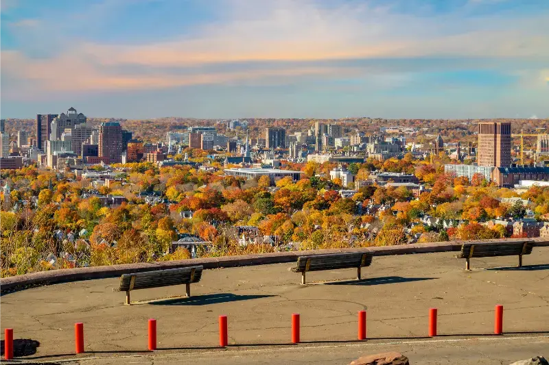 New Haven City Downtown Skyline Cityscape Connecticut Autumn 3