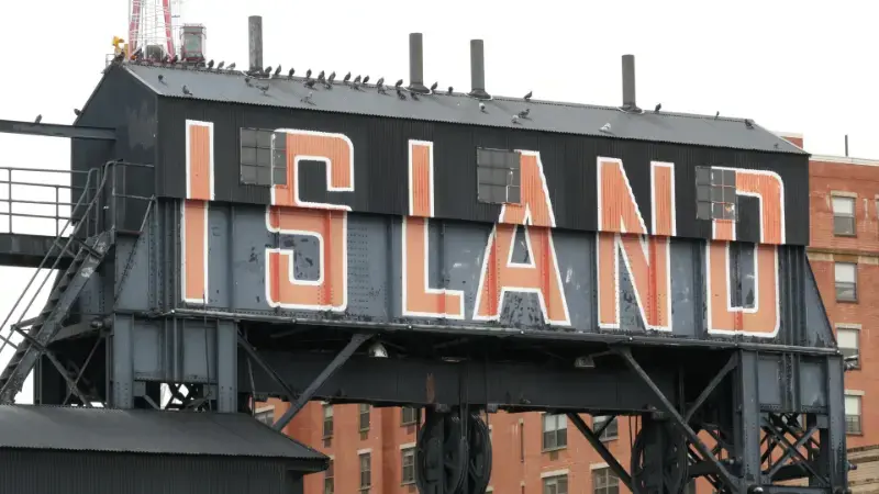 New York City Gantry Plaza Old Dock Pier Long Island Sign Hunters Point Queens