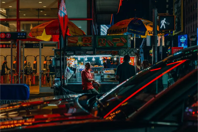 New York Street Food At Night