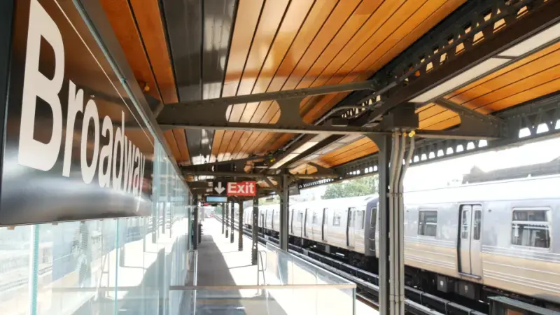 New York Subway Station Broadway Text Sign Metropolitan Platform Public Metro Queens