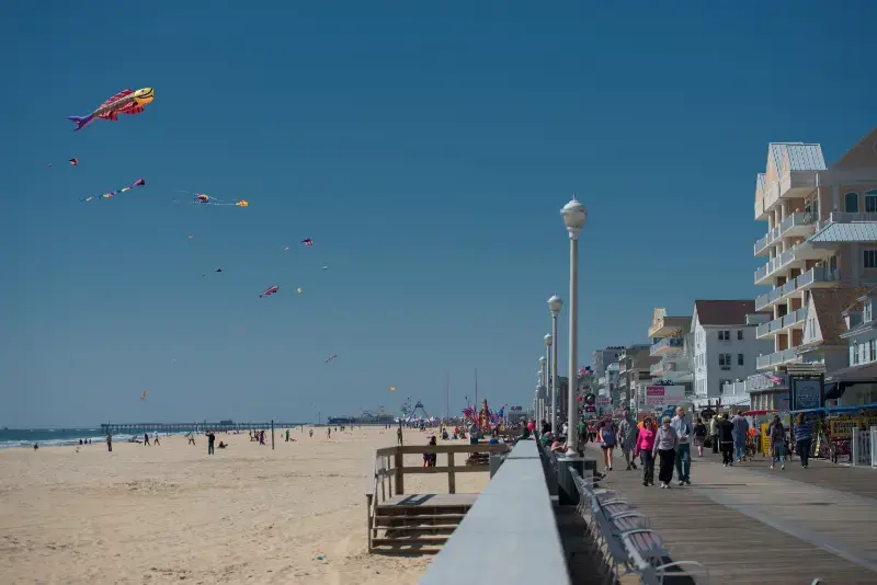 Ocean City People Walking Boardwalk Maryland Ocean City