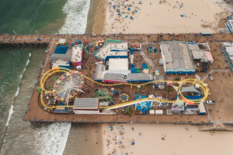 Pacific Park Santa Monica Pier Aerial View Los Angeles California