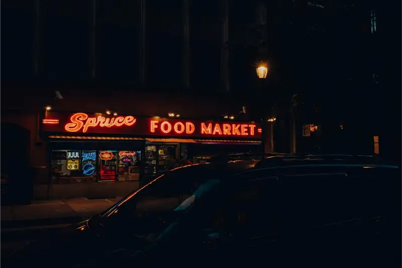 Philadelphia Food Market Neon Sign