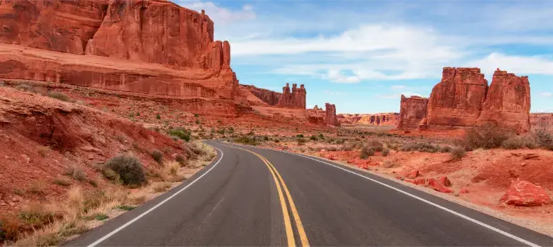Road Red Rock Canyons Arches National Park Moab Utah Adventure