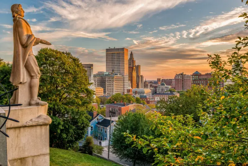 Roger Williams Statue Providence Cityscape Rhode Island