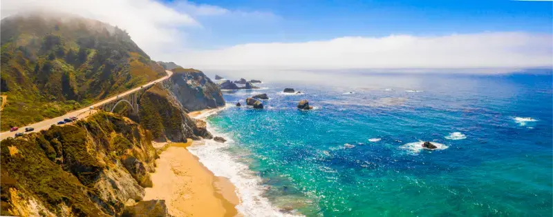 Route 101 Along Coast Pacifica California From Los Angeles San Francisco Near Big Sur Bixby Bridge