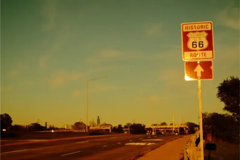 Selective Focus Road Sign Route 66 Illinois