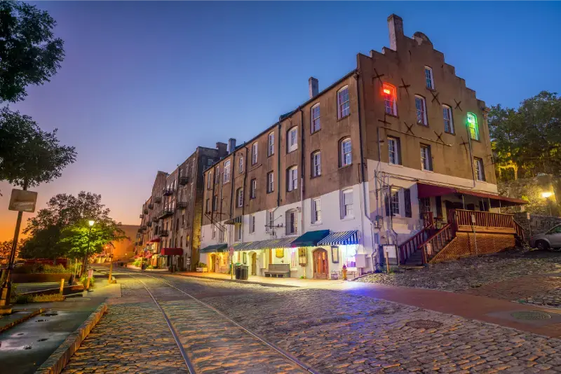 Shops Restaurants River Street Downtown Savannah Georgia